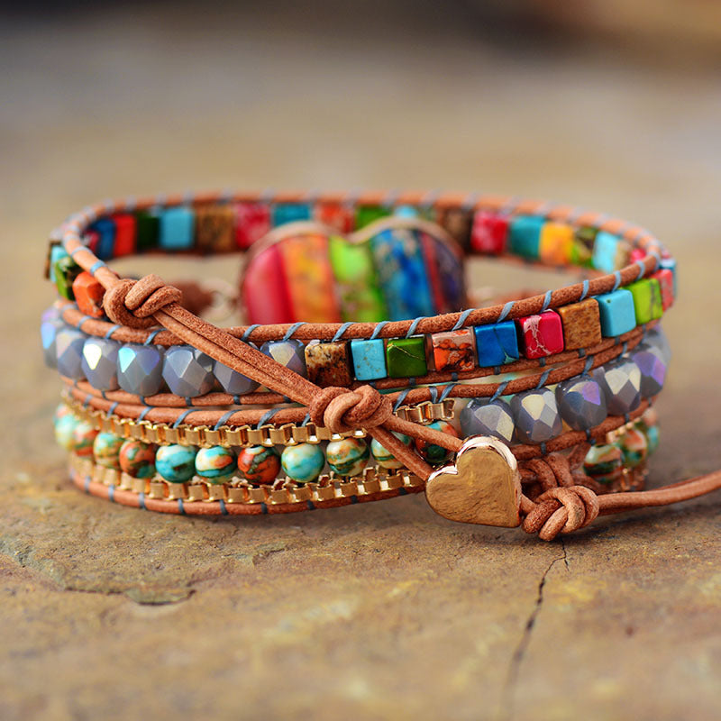 Natural imperial stone hand-woven bracelet