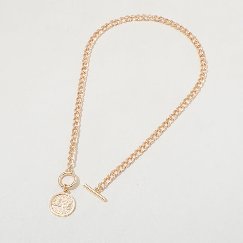 European And American High-grade Retro U-shaped Double-layer Metal Chain Tag Necklace