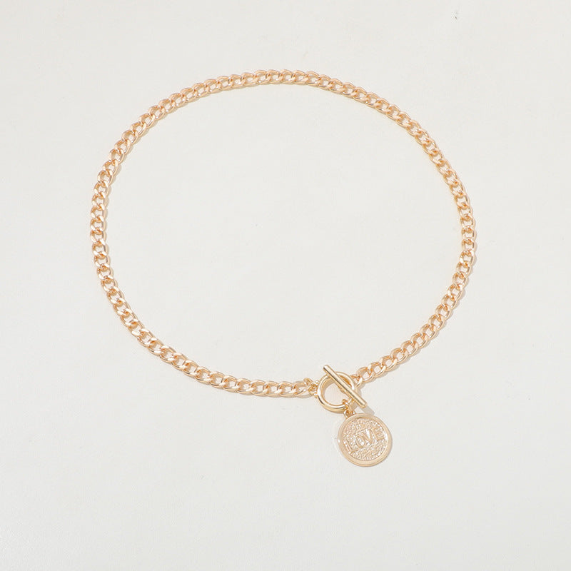 European And American High-grade Retro U-shaped Double-layer Metal Chain Tag Necklace