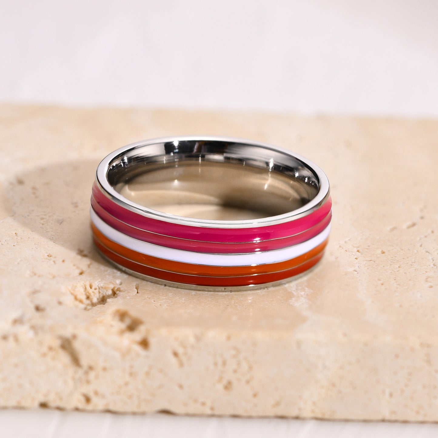 Ring Color 8mm Men's Same Color Flag Ring Foreign Trade Jewelry Wholesale Rainbow Color