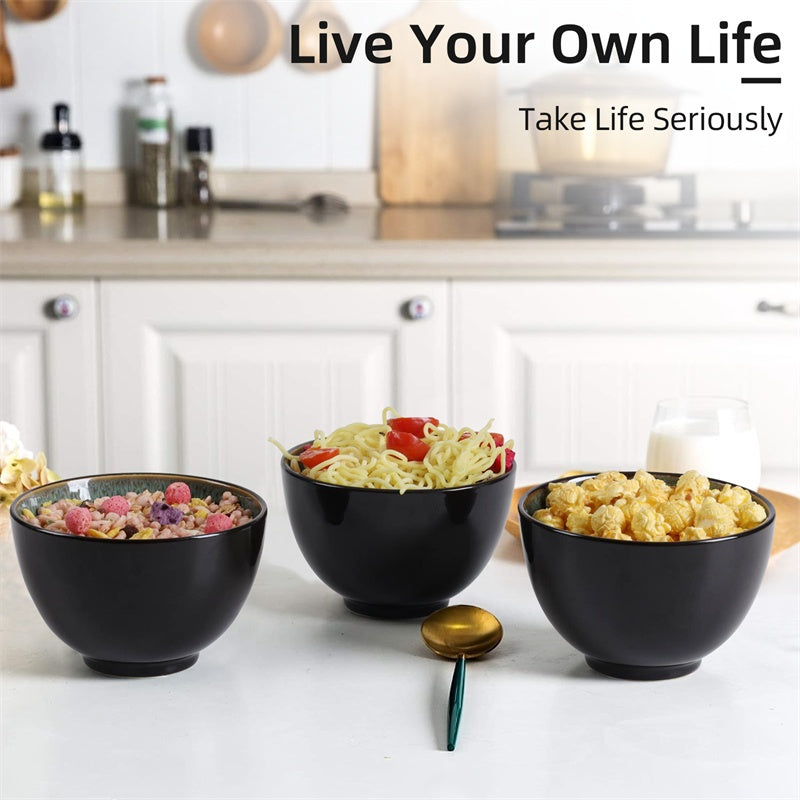 Creative Western Food Kiln Change Peacock Green Bowl 24oz Bowl Set Of 4 For Cereal, Salad, Pasta, Soup, Dessert, Serving Dishwasher, Microwave And Oven