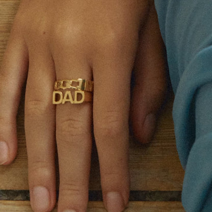 Letter Seal Titanium Steel Plating 18K Gold Ring