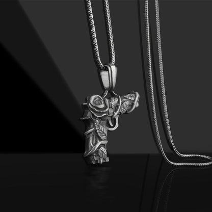 Men's Fashion Personalized Gun And Rose Pendant Necklace