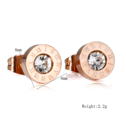 Roman Numerals and Diamond Stud Earrings