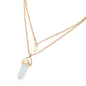 Natural stone glass hexagonal necklace necklace European and American fashion double moon moon crescent bullets pendulum pendant necklace