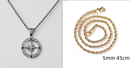 Stainless Steel Compass Circular Necklace