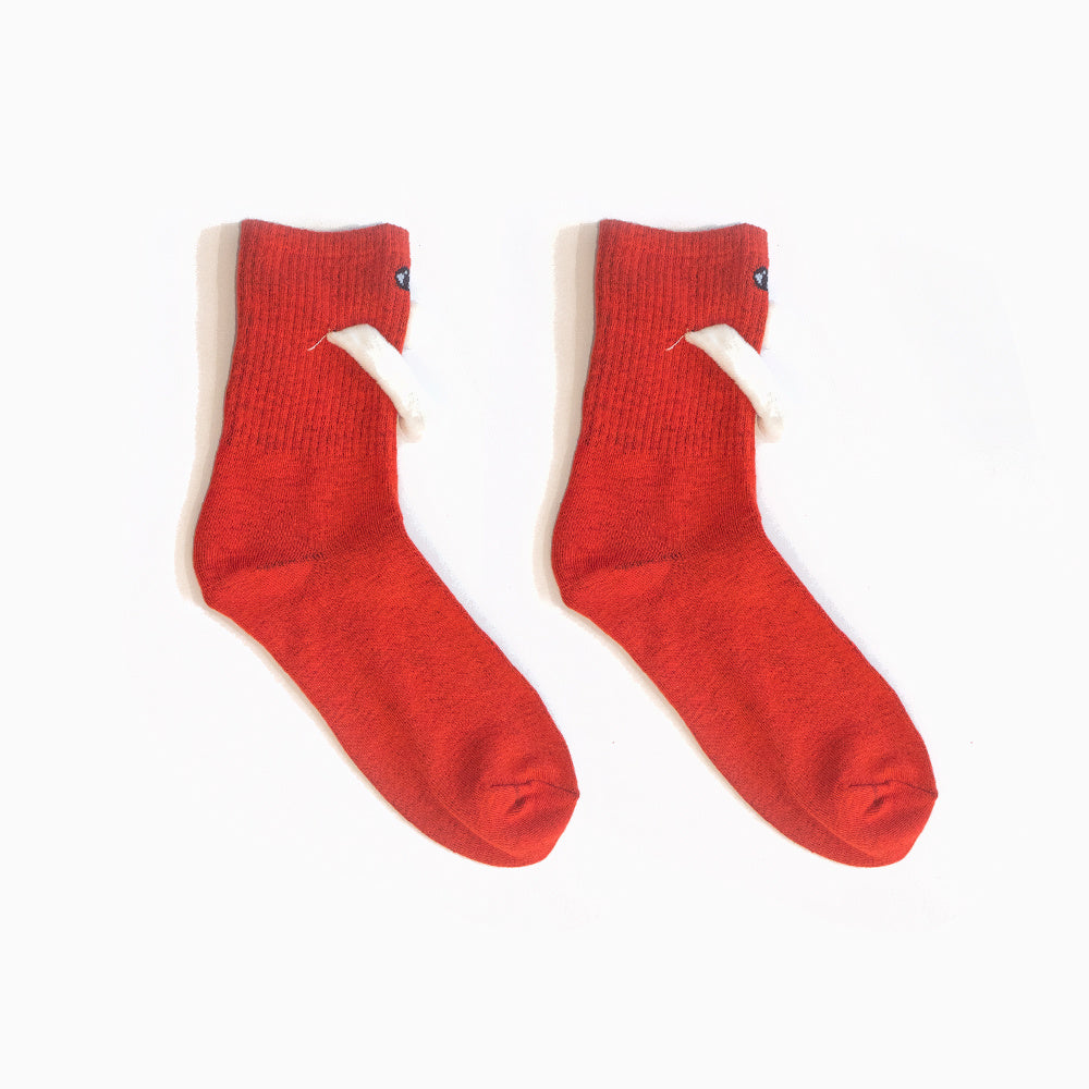 Mid Tube Black And White Couple Matching Holding Socks