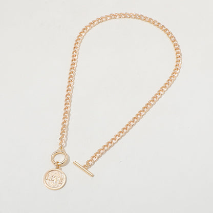 European And American High-grade Retro U-shaped Double-layer Metal Chain Tag Necklace