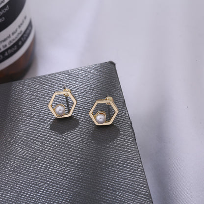 Hollow Diamond Square Stud Earrings