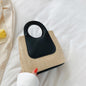 Large Capacity Handmade Summer Retro Color Contrast Patchwork Straw Bag
