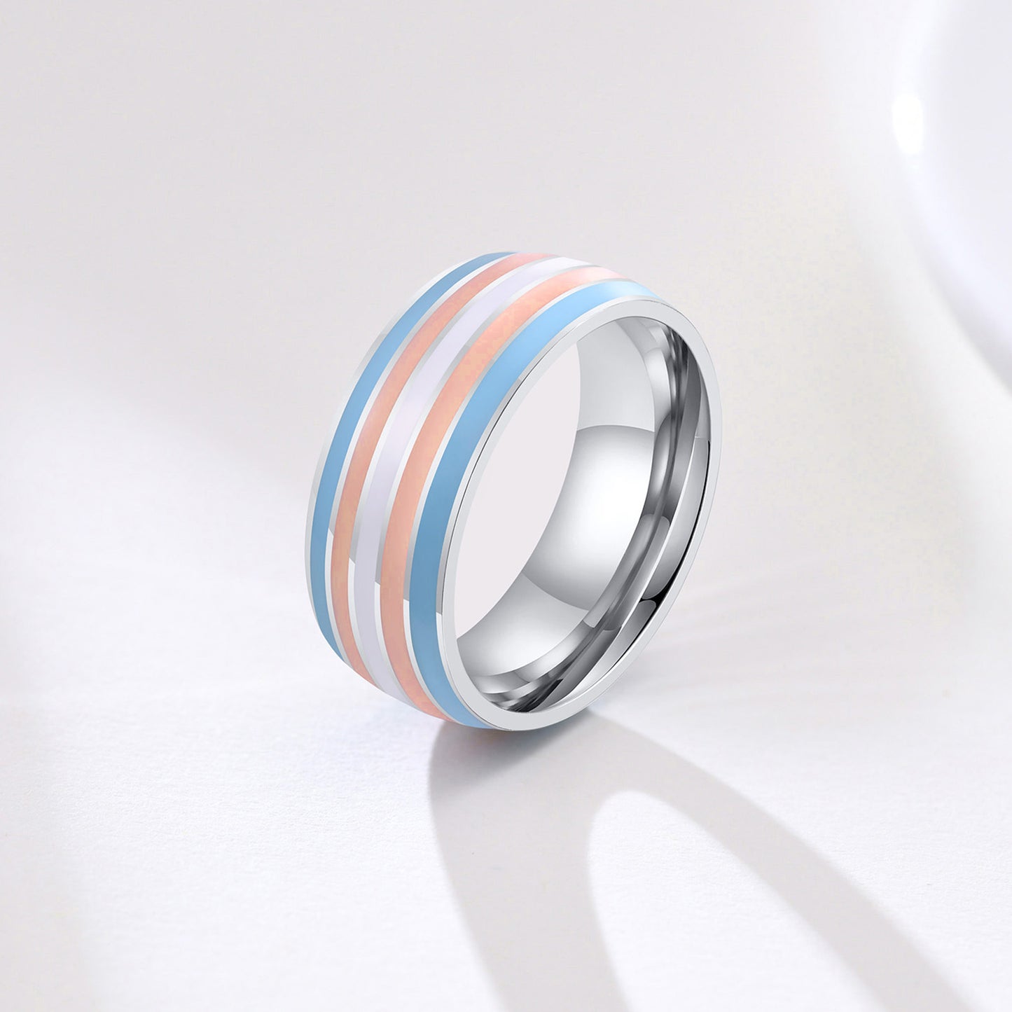 Ring Color 8mm Men's Same Color Flag Ring Foreign Trade Jewelry Wholesale Rainbow Color