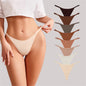Low Waist Ice Silk Seamless T-back Female Cotton Crotch T-back