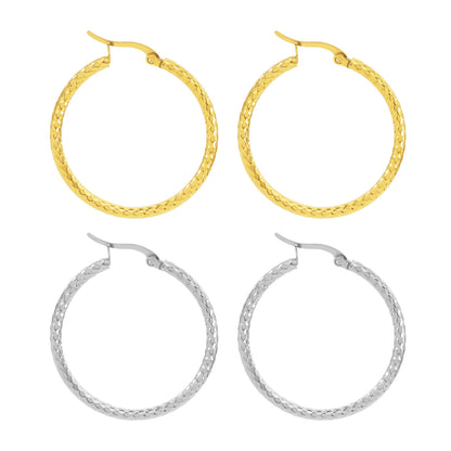 18K Gold-plated Dense Emboss Round Ring Earrings Advanced Sense