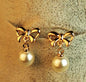 Hypoallergenic Heart-shaped Zircon Earrings Women's Bow Pearl Earrings