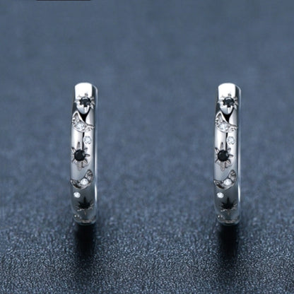 French Inlaid Zircon Star And Moon Earrings