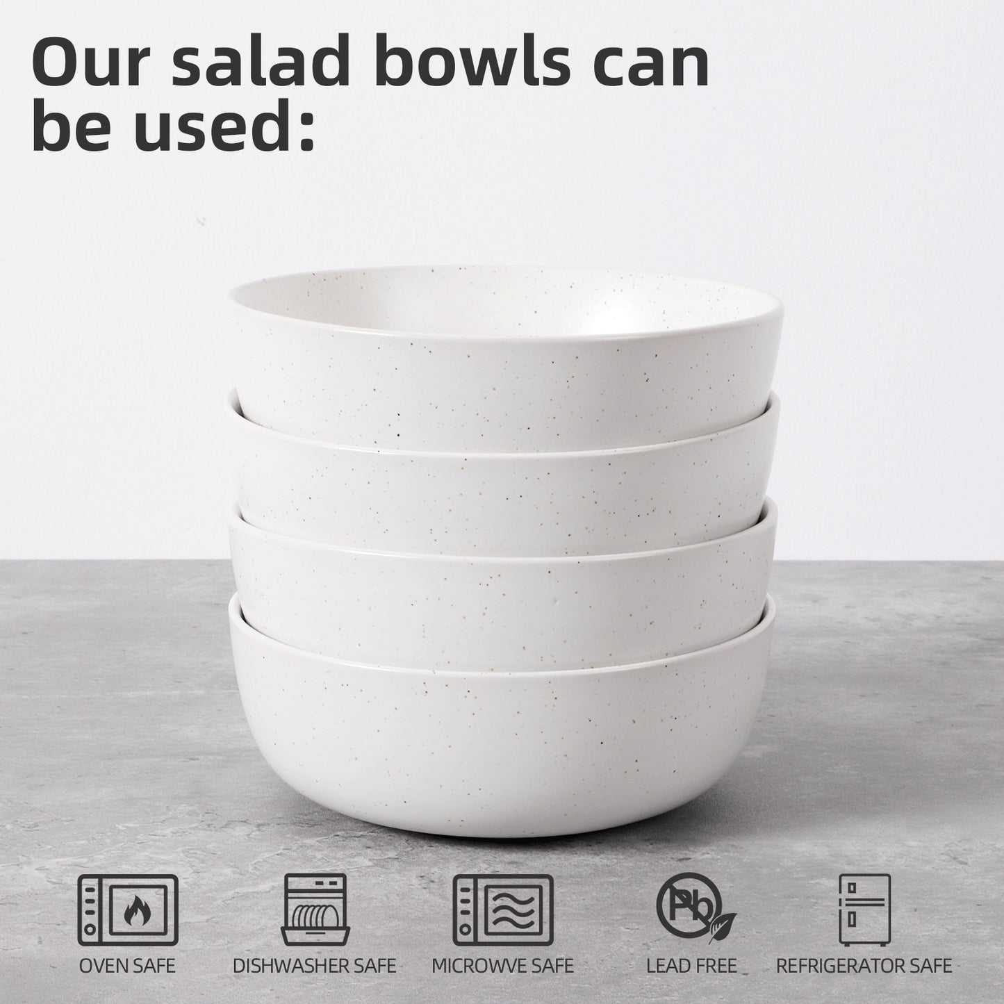 Ceramic Bowls For Kitchen, 27oz  Bowl Set Of 4  For Cereal, Salad, Pasta, Soup, Dessert, Serving  Dishwasher, Microwave And Oven Safe