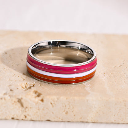 Ring Color 8mm Men's Same Color Flag Ring Foreign Trade Jewelry Wholesale Rainbow Color