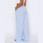 Striped Trousers With Pockets Ins Fashion Casual Wide Leg Straight Pants For Women Clothing