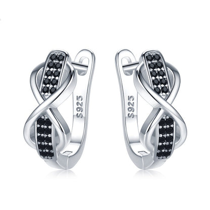 Copper Earrings Round Lines Micro Inlaid Zircon Exquisite Ear Clip