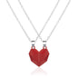 Minimalist Lovers Matching Friendship Heart Pendant Couple Magnetic Distance Faceted Heart Pendant Necklace Couple Jewelry