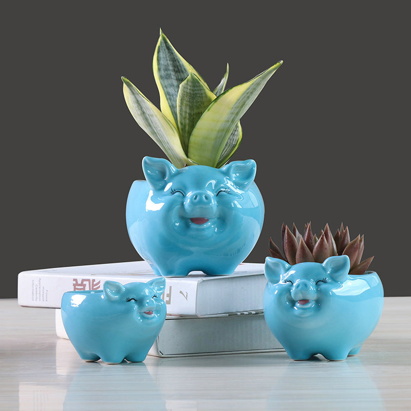 Simple Nordic Cartoon Animal Succulent Flower Pot Ceramic Decorative Ornaments