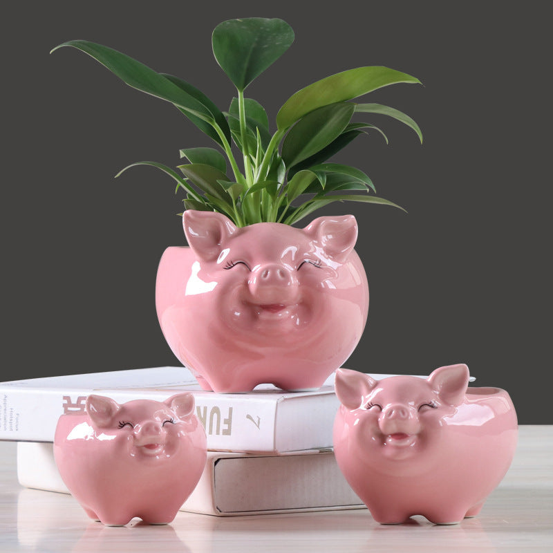Simple Nordic Cartoon Animal Succulent Flower Pot Ceramic Decorative Ornaments