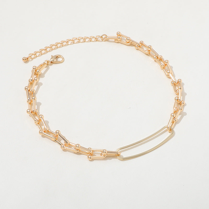 European And American High-grade Retro U-shaped Double-layer Metal Chain Tag Necklace