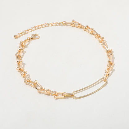European And American High-grade Retro U-shaped Double-layer Metal Chain Tag Necklace