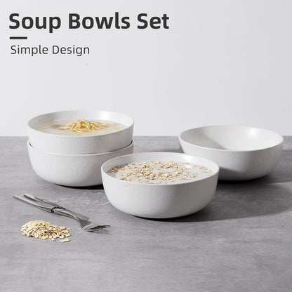 Ceramic Bowls For Kitchen, 27oz  Bowl Set Of 4  For Cereal, Salad, Pasta, Soup, Dessert, Serving  Dishwasher, Microwave And Oven Safe