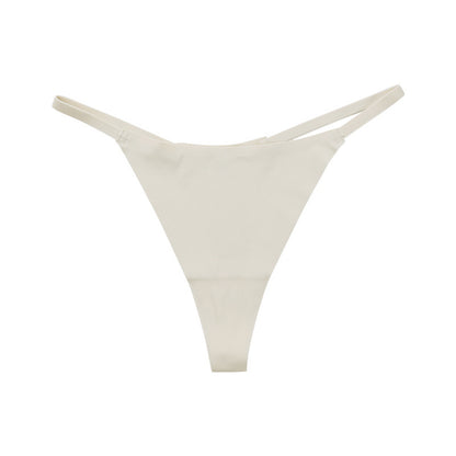 Low Waist Ice Silk Seamless T-back Female Cotton Crotch T-back