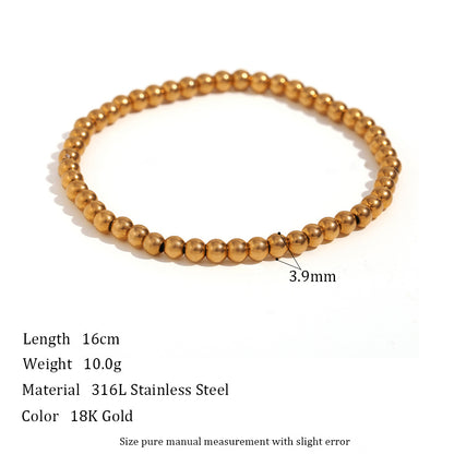 Niche Vintage Stainless Steel Plated 18K Elastic Bead Bracelet